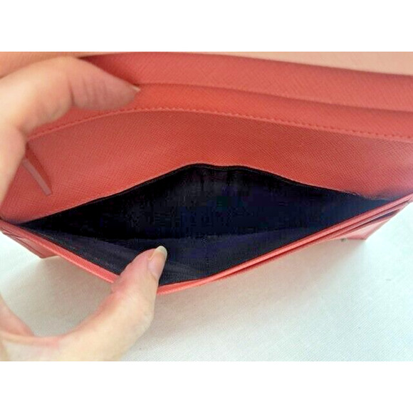 Authentic Prada Saffiano Leather Bifold Long Light Pink 2 tone Wallet w/snaps - Picture 7 of 15